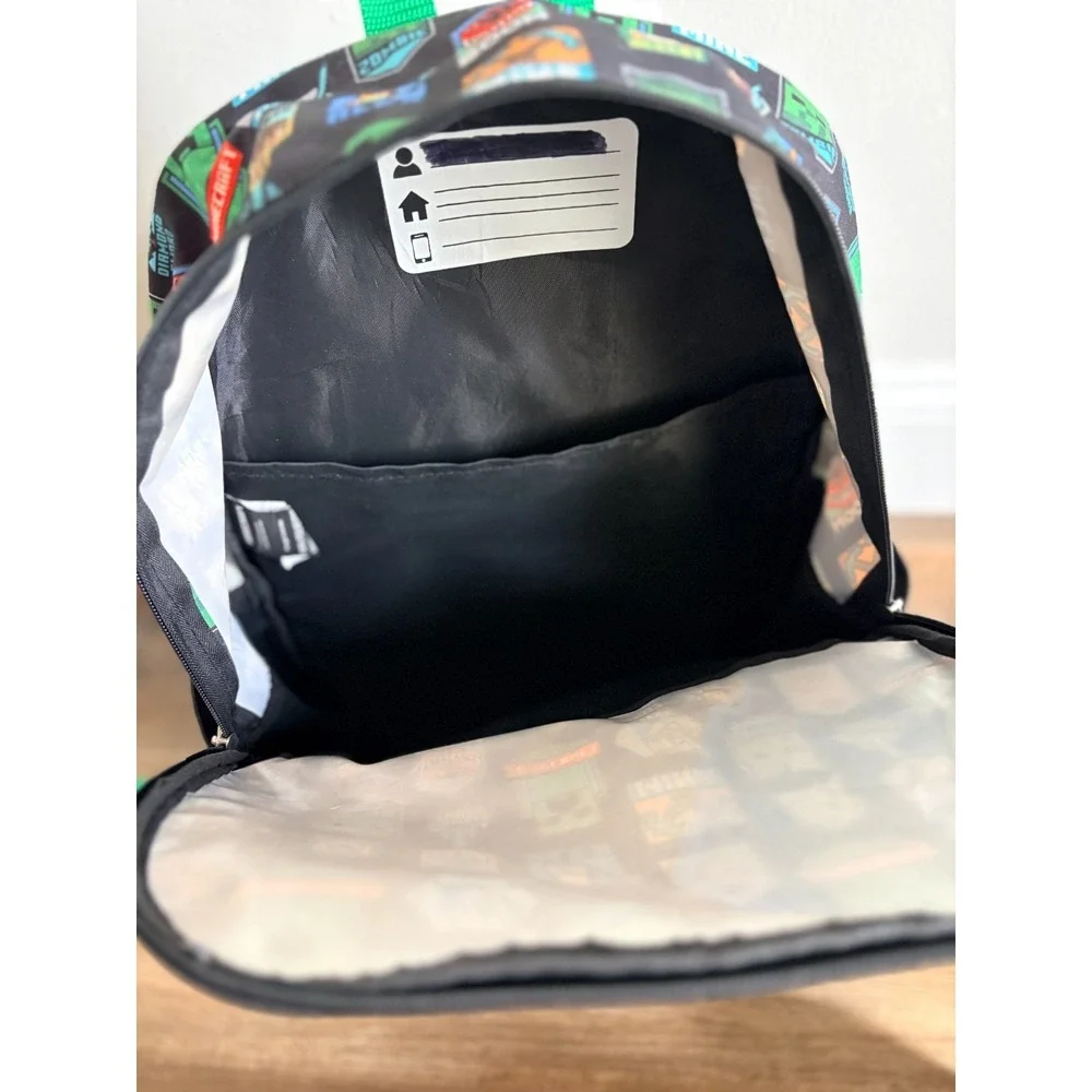 Minecraft Backpack Black‎ Green Creeper Steve Alex Zombie Cartoon Medium School